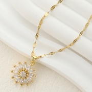 미르보석 18K도금 지르코니아큐빅 세팅  보석 주얼리 해바라기 목걸이   s2090