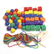 2.5cm  목재 54개 왕큐브 구슬 실꿰기놀이 구슬꿰기 도형끼우기  보관상자