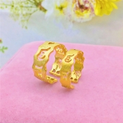 미르보석 999 24k금색 옴마니반메훔 육자진언 재물운 행운 액막이 남 여 불교 반지 s2121