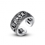 미르보석  육자진언 925은도금 재물운 행운 액막이  불교 은반지 s2124