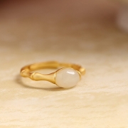 미르보석 대나무 마디 화이트 오벌스톤  고급 주얼리 반지   S2140