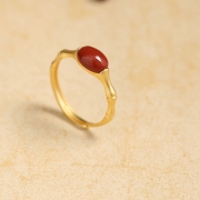 미르보석 대나무 마디 레드 오벌스톤  고급 주얼리 반지   S2139