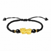 미르보석  999 24kC도금 황금 용귀비휴  검정 매듭팔찌 장사 주식 재물흥왕 삼재액막이 재수대통 부적비방  s1885