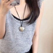 미르보석 피버 실버 하트 코어 타이넥 초커 주얼리  목걸이   s2151