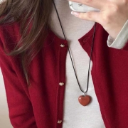 미르보석  100%천연석  코튼로프 레드하트 펜던트 패션 주얼리  목걸이   s2162