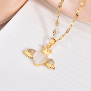 미르보석 엔젤하트 크라운 풀다이아몬드보석 주얼리 목걸이   s2165