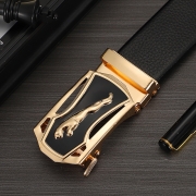 최고급 소가죽 벨트  금속 자동버클  골드아이언 재규어  허리띠 B5
