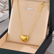 미르보석 통티타늄강  18K골드 하트 락 주얼리 목걸이   s2175