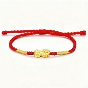 미르보석  용귀비휴 24K순금 함량약0.1g 팔찌 재물운 행운 붉은실 손작업 매듭공예  s2189