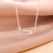 미르보석   s925은도금 다이야몬드큐빅아이 물고기 주얼리 목걸이     s2201