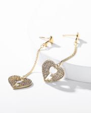 미르보석   s925실버도금 샴페인 골드  하트 롱 귀걸이  s2229