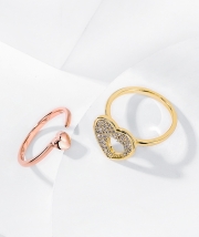 미르보석   2p  s925실버도금 샴페인 골드 하트 프리미엄 주얼리 반지  s2230