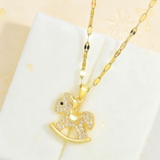 미르보석  글리터라이더  말 펜던트 풀다이아몬드큐빅장식 프리미엄 주얼리 목걸이   s2247