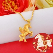 미르보석  행운 재물 액막이  황금 말 펜던트  주얼리 목걸이   s2249