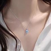미르보석   s925은도금 다색 푸른 보석 아쿠아마린 주얼리 목걸이  s2263