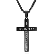 미르보석  3:16 스텐강 에터널 글로리 크로스 십자가 목걸이    s2427