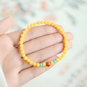 미르보석 4mm 터키석 붉은 마노 행운 팔찌  s2440