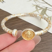 미르보석 s925은 18k금박으로 장식된 벽사 재물운 향상 금륜재운 뱅글 고급 부적 팔찌 주얼리  s2495