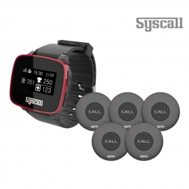 씨스콜 슬림방수 호출벨 블랙 5개 + 손목형 페이져 세트 (ST-300 블랙 + SB-650 레드블랙)