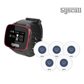 씨스콜 슬림방수 호출벨 네이비 5개 + 손목형 페이져 세트 (ST-300 네이비 + SB-650 레드블랙)