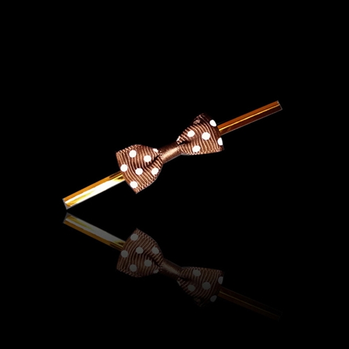 선물포장 프리티 도트 리본 타이 리본끈 -브라운 50개