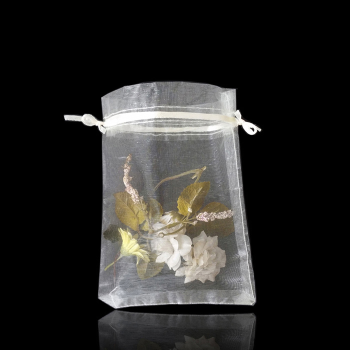 035 2줄 나염 망사 복주머니 -아이보리 (4종)