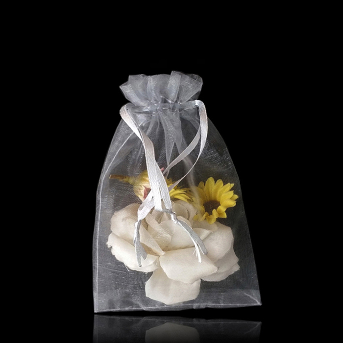 036 2줄 나염 망사 복주머니 -은회색 (4종)