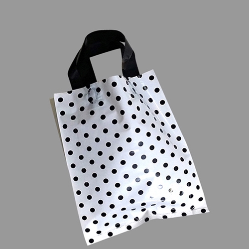 PE 질긴 핸들 팬시봉투 검정도트 30X38cm 옆8cm 50매