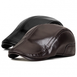 남성 캐주얼 스냅헌팅캡 가죽모자