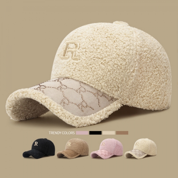 골든 R프린팅 뽀글이털 겨울모자