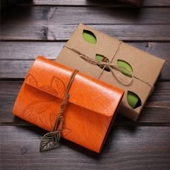 리프 나뭇잎 잎사귀 로프락 레트로 가죽다이어리