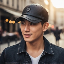 M 럭셔리 캡모자 중년 남성 골프 낚시 방한 가죽 모자