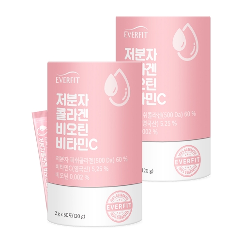 내츄럴플러스 에버핏 저분자콜라겐 비오틴비타민C 60포 2통