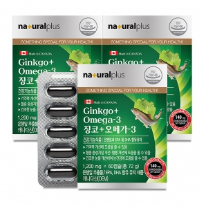 내츄럴플러스 징코 + 오메가3 60캡슐 3박스