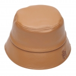 레더 볼륨자수 버킷햇 브라운