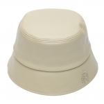 레더 볼륨자수 버킷햇 베이지