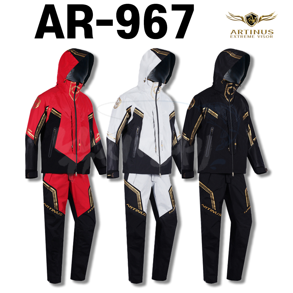 [아티누스] 경량 3LAYER 사계절 낚시복 / 블랙 실버화이트 레드 / AR-967 상하의세트