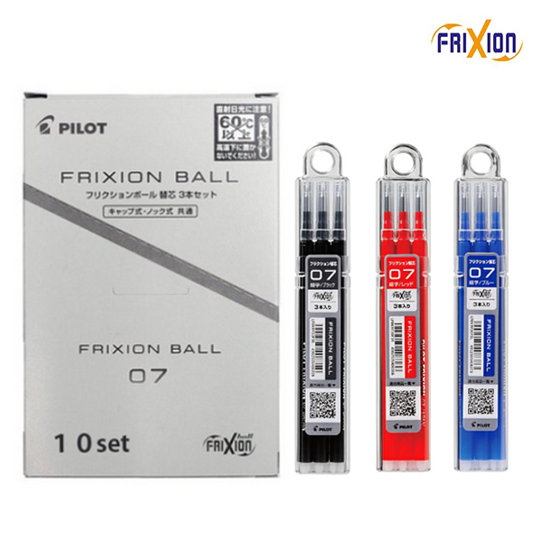 파이롯트 프릭션 노크 단색 볼펜 리필심 0.7mm(3본입) 10개