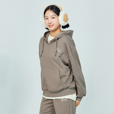 [소이] 여자 겨울이월 브라운후드기모셋업티(24W1751)