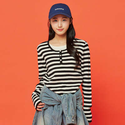 [소이] 여자 가을이월 레이어드 스트라이프 니트티 (26S5051)