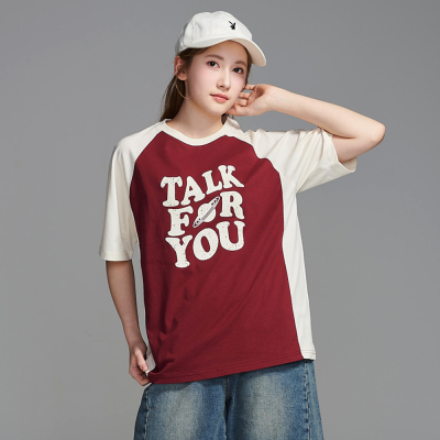 [에꼴리에] 여자 여름신상 5부 옆선배색 루즈핏 라글란티(26B0455)