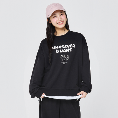 [소이] 여자 가을신상 픽셀캣레이어드맨투맨티(26F0458)