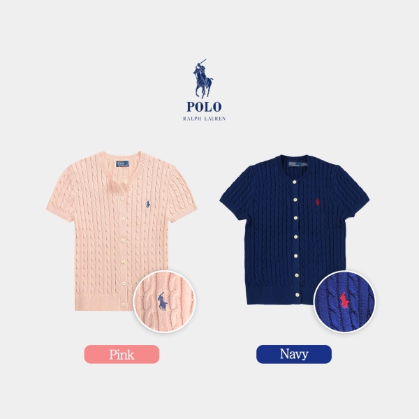 [ POLO ] 폴로 여성 케이블 반팔 가디건