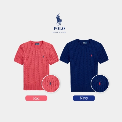 [ POLO ] 폴로 여성 케이블 반팔 니트
