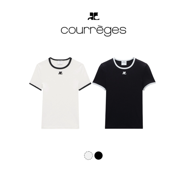 [ COURREGES ] 꾸레쥬 시그니처 콘트라스트 라운드 반팔
