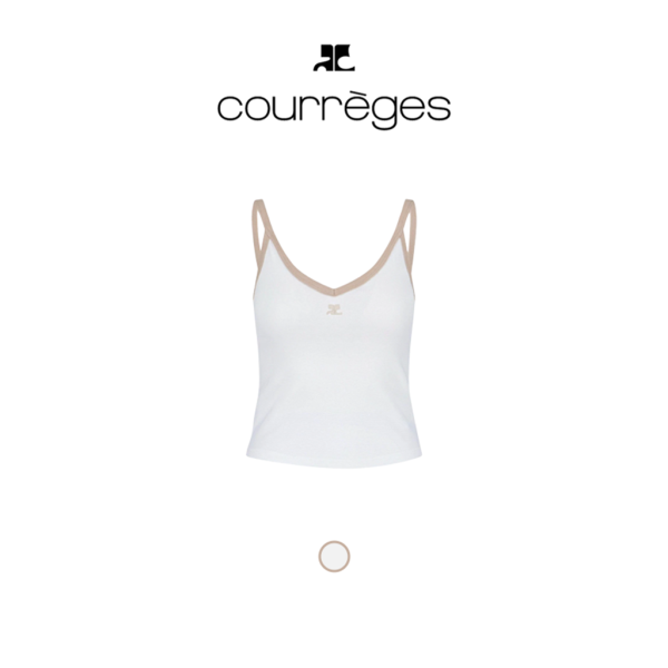 [ COURREGES ] 꾸레쥬 브이넥 슬리브리스