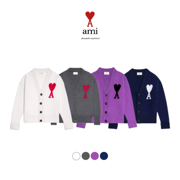 [ AMI ] 아미 빅하트로고 가디건