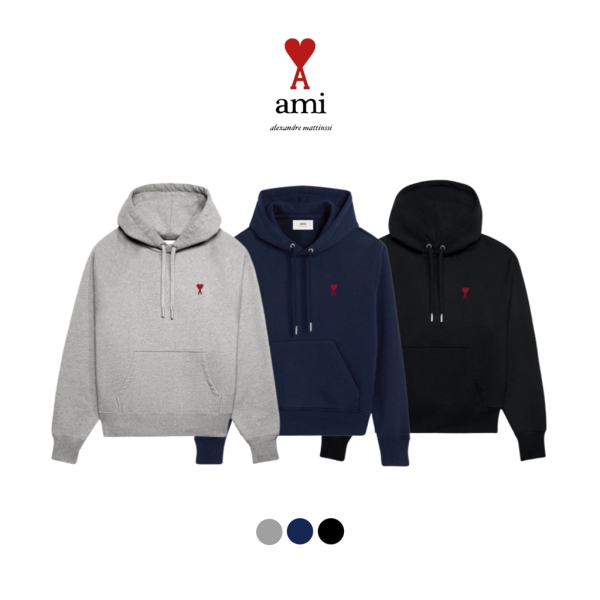 [ AMI ] 아미 스몰하트로고 후드