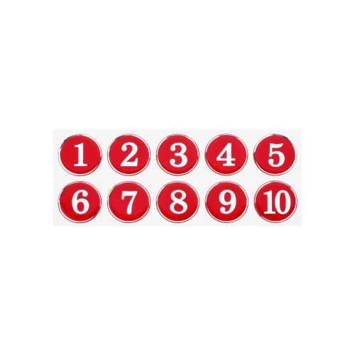 1150 에폭시번호판(빨강) <BR>아이넘버 표지판 안내판 숫자 번호표 스티커 라커번호 테이블번호 원형숫자판 PC방 사우나번호판 사물함