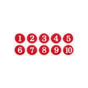 1150 에폭시번호판(빨강) <BR>아이넘버 표지판 안내판 숫자 번호표 스티커 라커번호 테이블번호 원형숫자판 PC방 사우나번호판 사물함